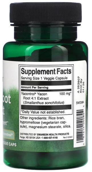 Экстракт корня якона Swanson Yacon Root Extract 90 caps 2956565885 фото