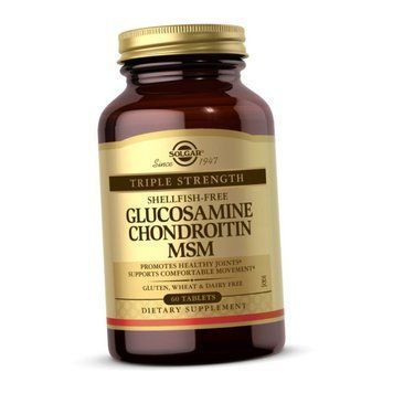 Глюкозамин Хондроитин МСМ Solgar Glucosamine Chondroitin MSM 60 таблеток 22434 фото
