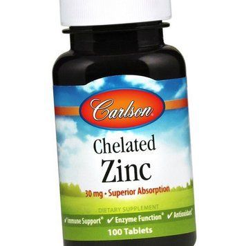 Цинк хелатный Carlson Labs Chelated Zinc 30 мг 100 таб 18219 фото