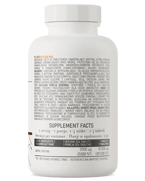 Биотин для волос OstroVit Biotin 10000 Max 60 таблеток 21820 фото