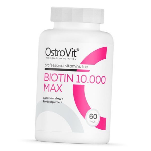 Биотин для волос OstroVit Biotin 10000 Max 60 таблеток 21820 фото