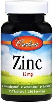Цинк глюконат Carlson Labs Zinc 15 mg 250 таблеток 18034 фото