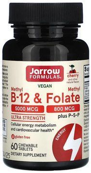 Метилфолат та метил B-12 Jarrow Formulas Methyl B-12 & Methyl Folate 60 льодяників зі смаком вишні 2956576418 фото