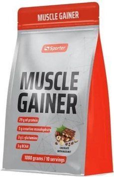 Гейнер з креатином для зростання м'язової маси Sporter Muscle Gainer 1 кг шоколад з фундуком 3028839811 фото