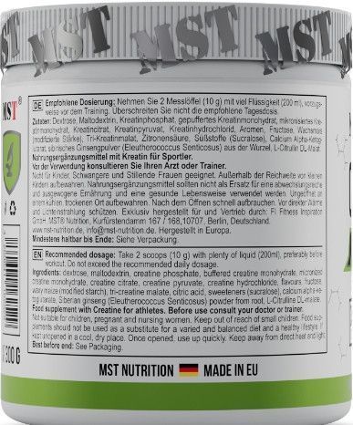 Креатин для спортсменів MST Creatine Kick 300 g зелене яблуко 20228-03 фото