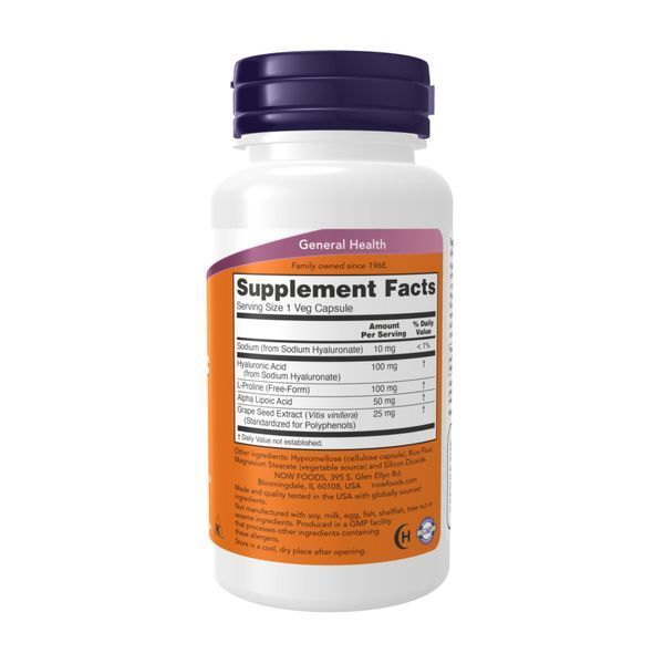Гиалуроновая кислота NOW Foods Hyaluronic Acid Double Strength 100 mg 120 капс 3197440597 фото