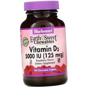 Вітамін Д Bluebonnet Nutrition Vitamin D3 5000 IU 90 жувальних таблеток 20776 фото