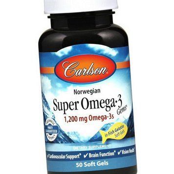 Омега 3 Carlson Labs Norwegian Super Omega 3 1200 mg Omega-3s 50 капсул 18524 фото