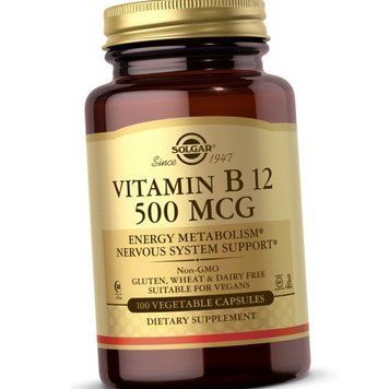 Вітамін Б12 Ціанокобаламін Solgar Vitamin B 12 500 mcg 100 капсул вег 20683 фото
