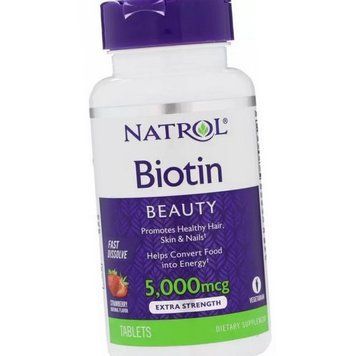 Біотин Natrol Biotin 5,000 mcg 60 таблеток Вітамін В7 18617 фото