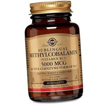 Витамин В12 (Метилкобаламин) Солгар Solgar Sublingual Vitamin B-12 5000 мкг 60 таблеток 19254 фото