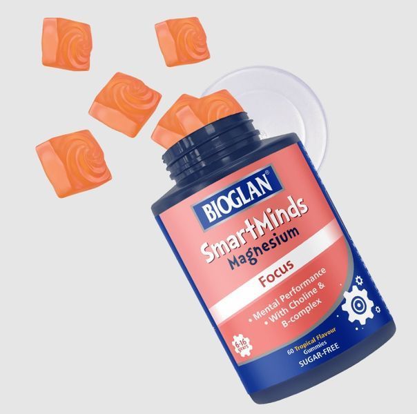 Вітаміни для мозку та пам'яті дитячі з магнієм Bioglan SmartMinds Magnesium Focus 60 жувальних пастилок 3156181657 фото