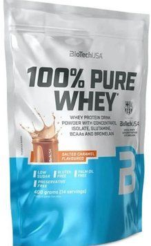 Сироватковий протеїн для чоловіків та жінок BioTech 100% Pure Whey 400 г солона карамель 3197439903 фото