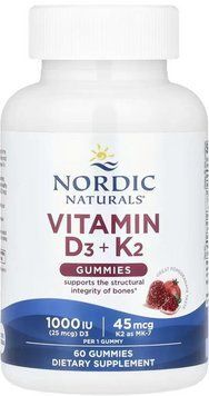 Витамин D3 и K2 Nordic Naturals Vitamin D3 + K2 60 жев таб гранат 2976278024 фото