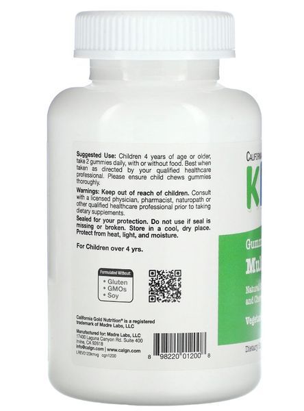 Мультивитамины для детей California Gold Nutrition Kids Multivitamin Gummies 60 gummies 22114 фото