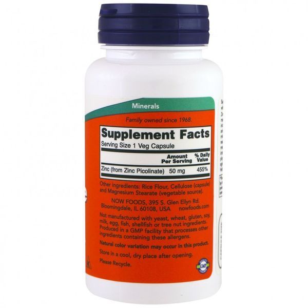 Цинк пиколинат NOW Zinc Picolinate 60 капс 5996 фото