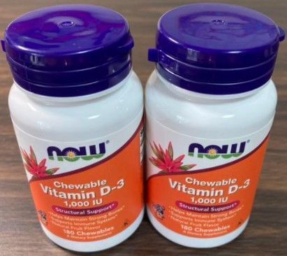Витамин D3 NOW Vitamin D-3 1000 IU Chewable 180 жевательных таблеток 9136 фото