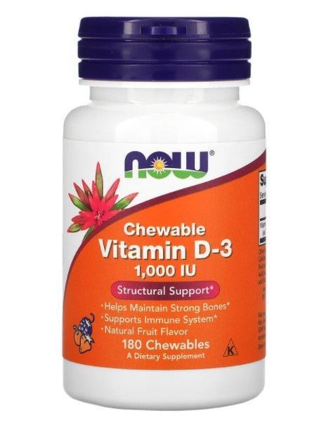 Витамин D3 NOW Vitamin D-3 1000 IU Chewable 180 жевательных таблеток 9136 фото