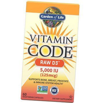 Вітамін Д 5000 Vitamin Code Raw D3 5000 iu 125 mcg 60 veg caps 20398 фото