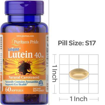 Лютеїн для зору Puritan's Pride Lutein 40 мг 60 гельових капсул 8559 фото