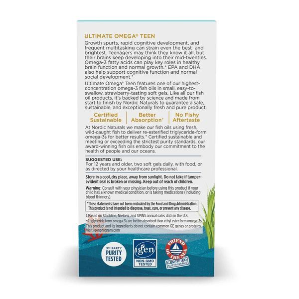 Омега для подростков Nordic Naturals Ultimate Omega 2X Teen 60 мини гел капс клубника 2956576314 фото