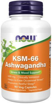 Ашваганда для зниження стресу та тривожності NOW FOODS KSM-66 Ashwagandha 600 mg 90 раст капс 3008632018 фото