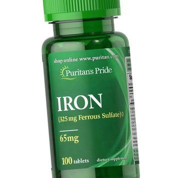 Puritan's Pride Iron 65 mg 100 tab 19242 фото