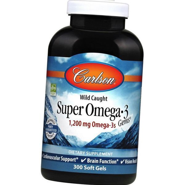 Омега 3 Carlson Labs Super Omega 3 1200 mg Omega-3s 300 капс риб'ячий жир карлсон лаб 18345 фото