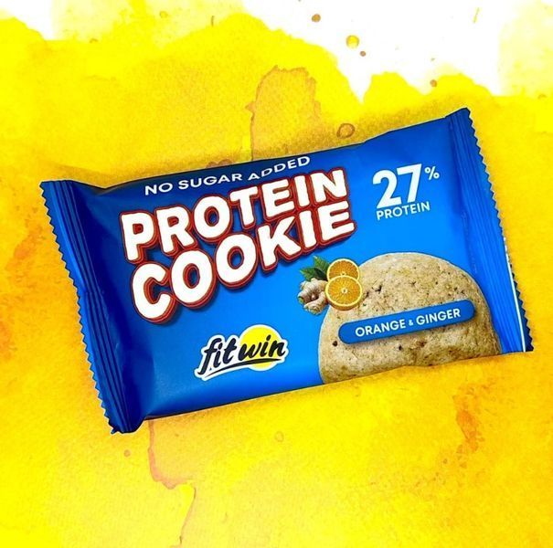 Протеїнове печиво з низьким вмістом вуглеводів та гарним складом FitWin Protein Cookie 40 g апельсин та імбир 3156186737 фото