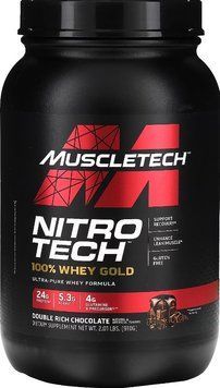 Сиворотковий протеїн MuscleTech Nitro Tech 100% Whey Gold 908g Двойной шоколад 2956571376 фото