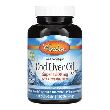 Рыбий жир из печени трески Carlson Labs Cod Liver Oil Super 1000mg 100 softgels 2956572262 фото