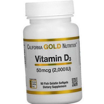 Вітамін Д 2000 California Gold Nutrition Vitamin D3 50 mcg 2,000 IU 90 капсул 20537 фото