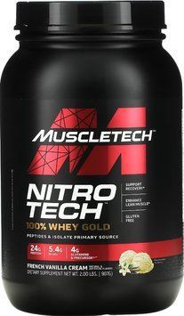 Сиворотковмй протеїн MuscleTech Nitro Tech 100% Whey Gold 908g Ваніль 2956571377 фото