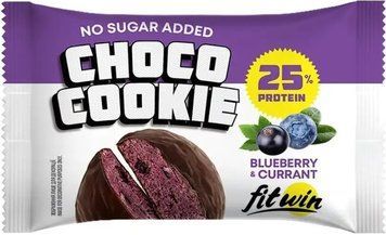 Протеїнове печиво без цукру з ягодами чорниці та смородини FitWin Choco Cookie 40 g 3156186739 фото