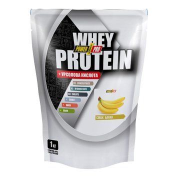 Сироватковий протеїн Power Pro Whey Protein + урсолова кислота 1 кг банановий 3197440169 фото