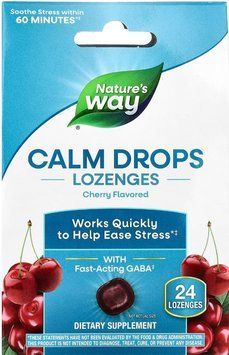 ГАМК Підтримка стресу Nature's Way Calm Drops Lozenges 24 льодяника зі смаком вишні 2956576527 фото