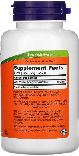 Корень имбиря NOW Ginger Root 550 mg 100 caps 22962 фото