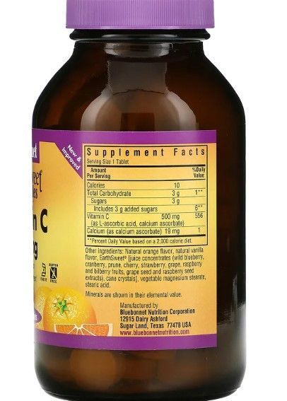 Витамин С Bluebonnet Nutrition Vitamin C 500 mg 90 жевательных таб 20610 фото