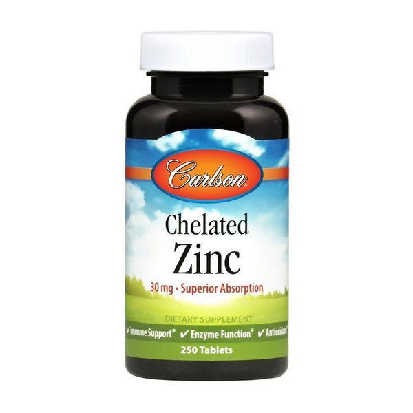 Хелатний цинк Carlson Labs Chelated Zinc 30 mg 250 таб 10904 фото