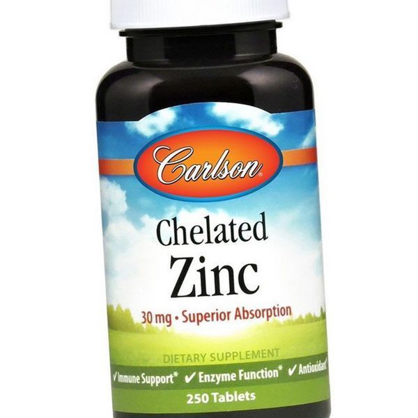 Хелатний цинк Carlson Labs Chelated Zinc 30 mg 250 таб 10904 фото