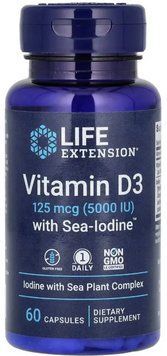 Витамин D3 Life Extension Vit D3 with Sea-Iodine&trade; 125 mcg (5000 IU) 60 капс 2956570412 фото
