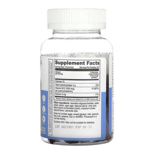 Вітамін B12 Lifeable Vitamin B12 Kids Sugar Free 60 жів таб журавлини 3108184100 фото