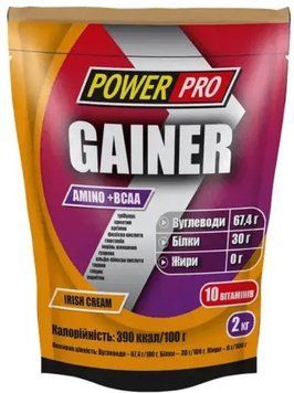 Високовуглеводний гейнер для набору ваги Power Pro Gainer 2000 г ірландський крем 3165 фото
