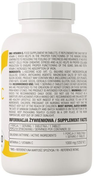 Витамин С 1000 OstroVit Vitamin C 30 таблеток 19260 фото