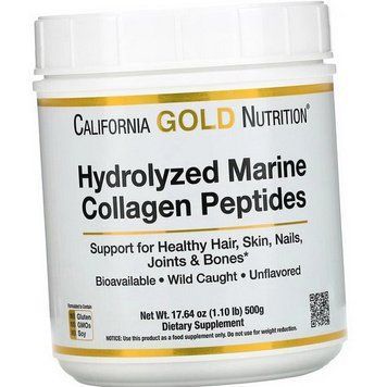 Морской коллаген в порошке California Gold Nutrition Hydrolyzed Marine Collagen Peptides 500 грамм 20694 фото
