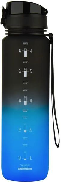 Спортивна пляшка для води з кришкою UZSPACE Uzspace Frosted Gradient Waterbottle 3038 1 л чорний/синій 3156183519 фото