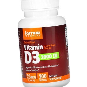 Вітамін Д 1000 Jarrow Formulas Vitamin D3 1000 IU 200 капсул 18367 фото
