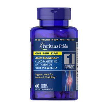 Для суглобів Puritan's Pride One per day Glucosamine hcl vitamin D3 with boswellia 60 таб 11751 фото