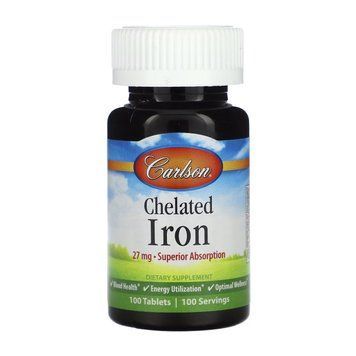 Мінерали Carlson Labs Хелатне залізо Chelated Iron 100 таб 2956574344 фото
