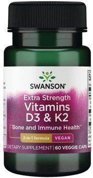 Витамин Д3 К2 Swanson Extra Strength D3 & K2 5000 Iu & 100mcg 60 vcaps 2956572124 фото
